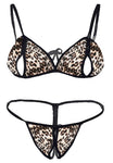 Women animal print peek-a-boo lingerie set