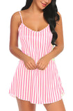 women striped babydoll satin nightwear with panty