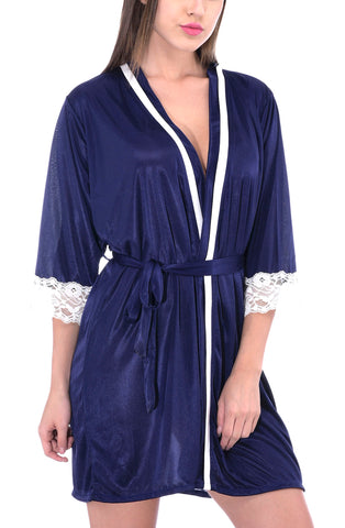 women satin nightwear robe with belt