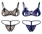 women sexy lingerie set peek a boo bra panty pack of 2