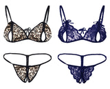 women sexy lingerie set peek a boo bra panty pack of 2