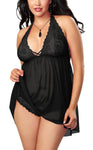 women sexy black babydoll nightwear lingerie plus size