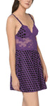women satin polka babydoll lace nightwear