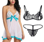 Women sexy babydoll lingerie with bra panty lingerie set