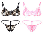 women sexy lingerie set peek a boo bra panty pack of 2