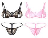 women sexy lingerie set peek a boo bra panty pack of 2