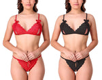 women sexy lace lingerie set peek a boo bra panty pack of 2