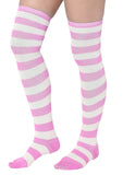 women over the knee high striped socks