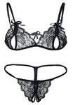 Women lace peek a boo bra panty lingerie set