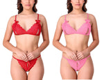 women sexy lace lingerie set peek a boo bra panty pack of 2
