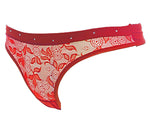 women embellished lace thong panties
