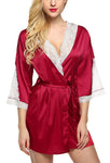 women sexy satin nightwear robe