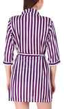 Women super hot striped satin nightwear robe
