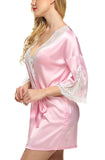 women satin lace nightwear robe