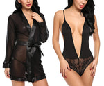 women net robe babydoll lingerie combo