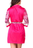 women satin floral print nightwear robe 
