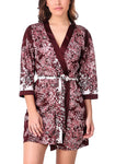women sexy floral satin robe nightwear with lingerie set