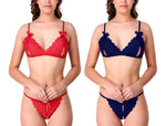 women sexy lace lingerie set peek a boo bra panty pack of 2