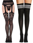 Combo of women fishnet stocking and over the knee high socks