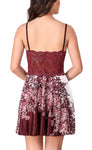 women satin floral babydoll lace nightwear