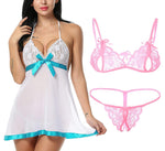 Women sexy babydoll lingerie with bra panty lingerie set