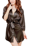 women satin nightwear robe with belt