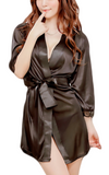 women satin nightwear robe with belt