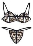 Women animal print peek-a-boo lingerie set