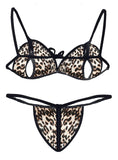 Women animal print peek-a-boo lingerie set