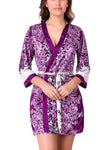 women sexy floral satin robe nightwear with lingerie set