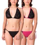 Women lace bra panty set combo