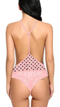 Xs and Os Deep V Neck Backless Lace Bodysuit Babydoll Nightwear Lingerie
