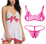 Xs and Os Combo Offer! Women Babydoll Nightwear Lace Bra Panty Lingerie Set