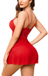 women red lace babydoll nightwear lingerie with panty