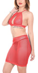 Xs and Os Women Fishnet Babydoll Halter Top and Skirt