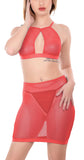 Xs and Os Women Fishnet Babydoll Halter Top and Skirt
