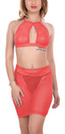 Xs and Os Women Fishnet Babydoll Halter Top and Skirt