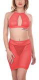Xs and Os Women Fishnet Babydoll Halter Top and Skirt