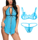 Women sheer nightwear lingerie with g-string panty