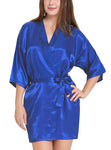 Xs and Os Women's Satin Robe and Lace Bra Panty Lingerie Set Combo (Royal Blue, Royal Blue)