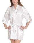 Xs and Os Women's Satin Robe and Lace Bra Panty Lingerie Set Combo ( White-Black)
