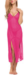 Xs and Os Women Sheer Babydoll Lingerie Long Nightgown Maxi Dress with Panty (Free Size, Rose Red)