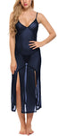 Xs and Os Women Sheer Babydoll Lingerie Long Nightgown Maxi Dress with Panty (Free Size, Navy Blue)