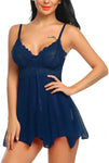 Xs and Os Women Lace Babydoll Nightwear Pleated Style Lingerie with Panty