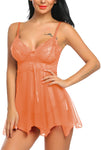 Xs and Os Women Lace Babydoll Nightwear Pleated Style Lingerie with Panty