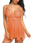 Women peach babydoll nightwear lingerie with g string panty