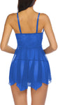 women royal blue babydoll lingerie with g string panty