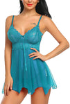 women seagreen babydoll lingerie with g string panty