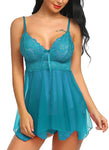 women seagreen babydoll nightwear lingerie with g string panty