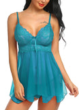 women seagreen babydoll nightwear lingerie with g string panty